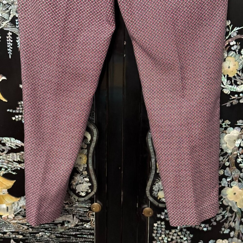 Talbots Heritage Diamond Geometric Print Straight-Leg Dress Pants 12 Red Blue - Picture 6 of 15